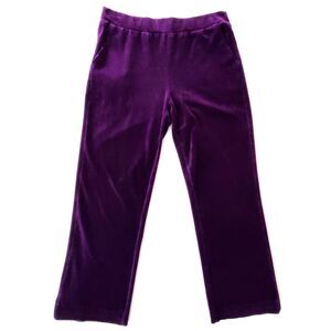 Lauren Ralph Lauren Purple Velour Pull-On Pants Straight Leg Sz M Athleisure